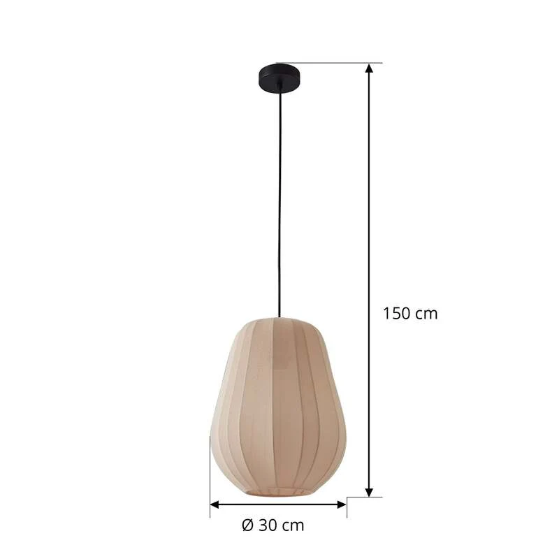 B-Ware Lindby Hängeleuchte Helin beige Ø 30 cm Stoff Deckenlampe Deckenleuchte Lampe