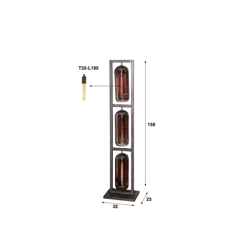 B-Ware Kamilian Stehleuchte Stehlampe 3fl rauchgrau schwarz Metall E27 SIEHE TEXT/FOTO