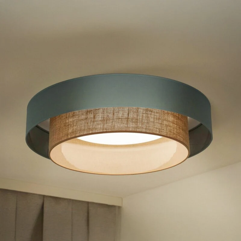 B-Ware Luneta Deckenleuchte Lampe LED Fernbedienung Textil grün beige dimmbar 60 cm