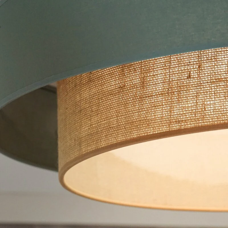 B-Ware Luneta Deckenleuchte Lampe LED Fernbedienung Textil grün beige dimmbar 60 cm