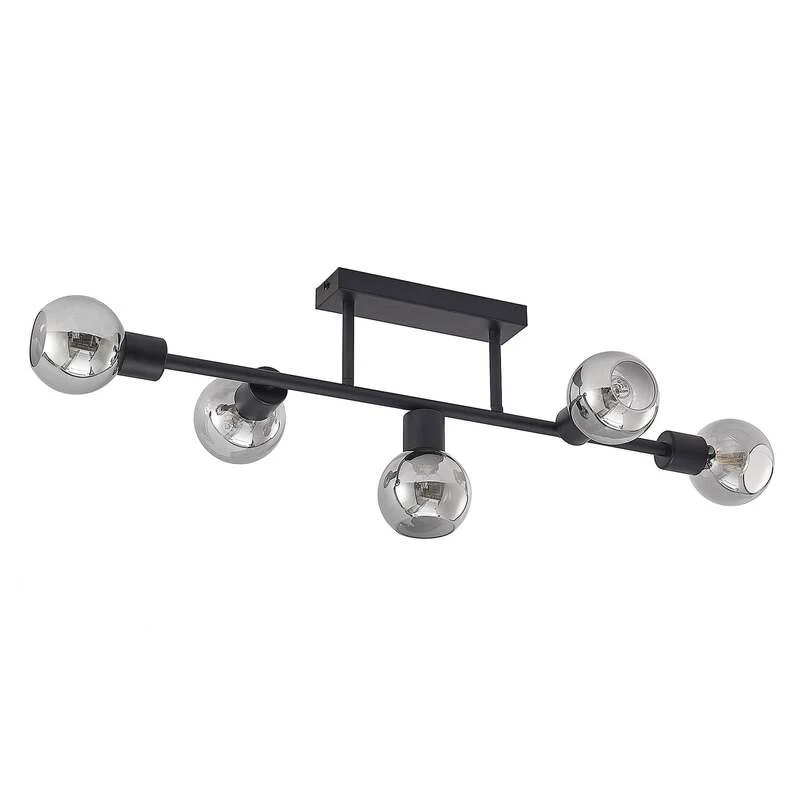 B-Ware Lindby Deckenlampe Deckenleuchte Biscala schwarz Glas Kugel Wohnzimmer Flur