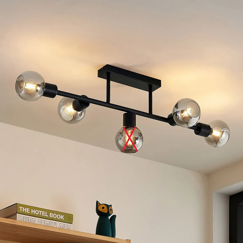 B-Ware Lindby Deckenlampe Deckenleuchte Biscala schwarz Glas Kugel Wohnzimmer Flur