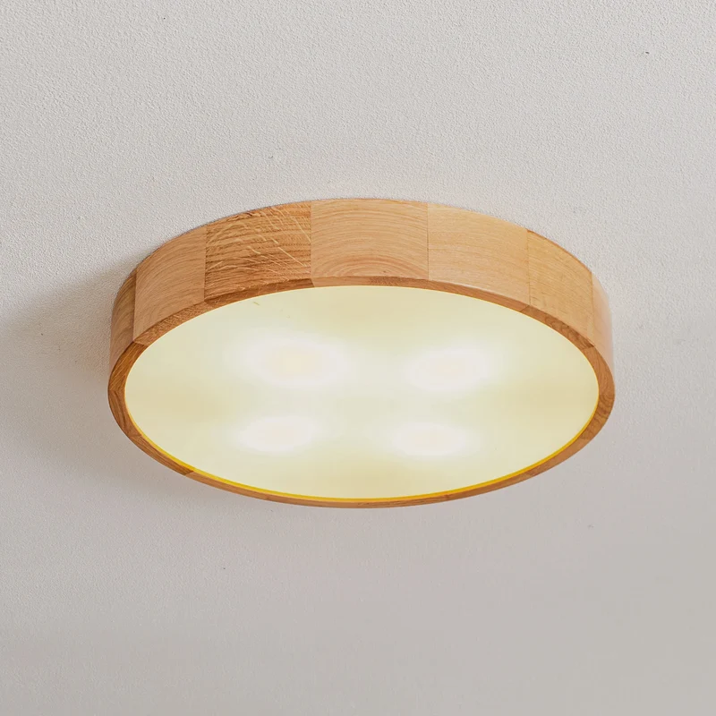 B-Ware Temar Lighting Deckenleuchte Lampe Cleo Sensor Eiche Holz Glas rund IP20 48cm