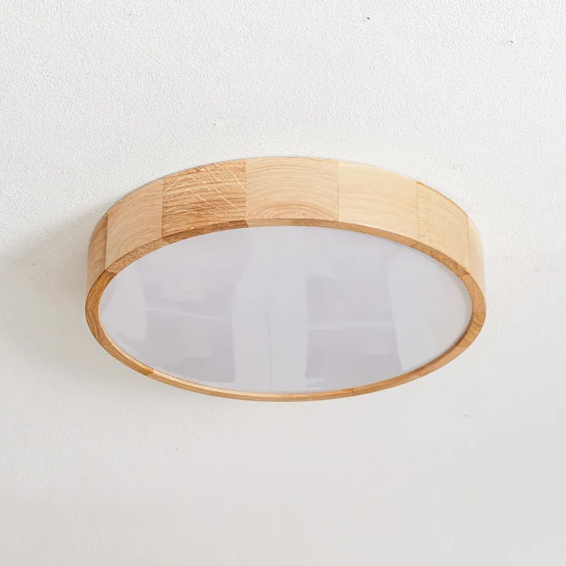 B-Ware Temar Lighting Deckenleuchte Lampe Cleo Sensor Eiche Holz Glas rund IP20 48cm
