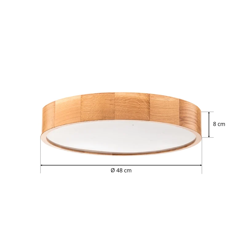 B-Ware Temar Lighting Deckenleuchte Lampe Cleo Sensor Eiche Holz Glas rund IP20 48cm