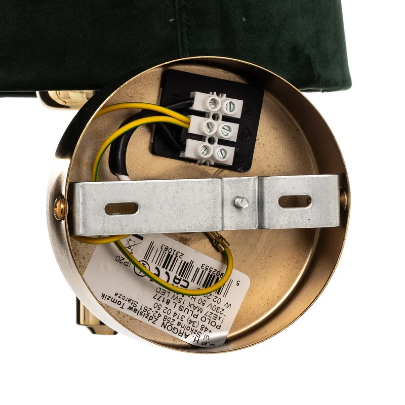 B-Ware Argon Wandleuchte Lampe Polo Plus Textilschirm messing grün