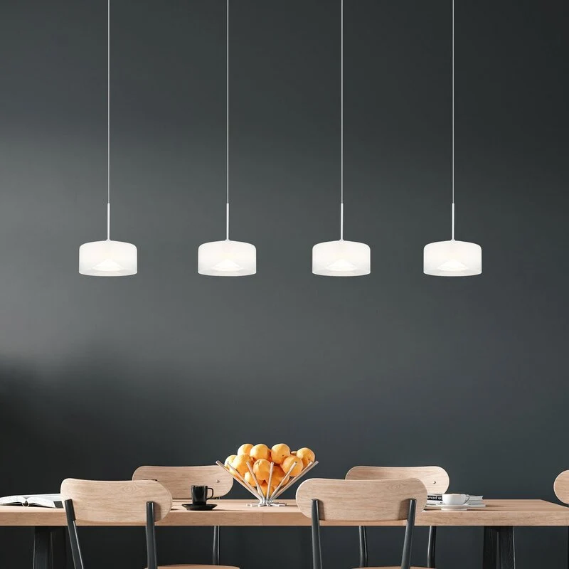 B-Ware LED Hängeleuchte Belinda Pendelleuchte Lampe Glas Länge 105 cm weiß 4 flg