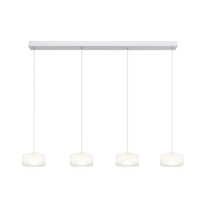 B-Ware LED Hängeleuchte Belinda Pendelleuchte Lampe Glas Länge 105 cm weiß 4 flg