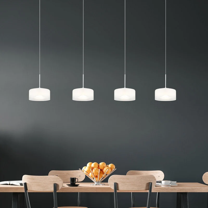 B-Ware LED Hängeleuchte Belinda Pendelleuchte Lampe Glas Länge 105 cm weiß 4 flg