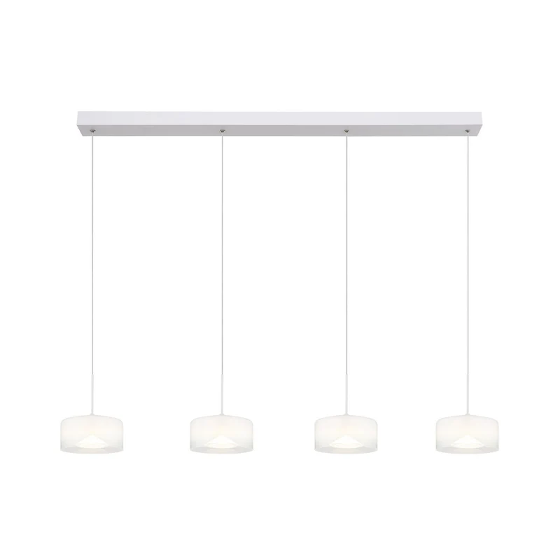 B-Ware LED Hängeleuchte Belinda Pendelleuchte Lampe Glas Länge 105 cm weiß 4 flg