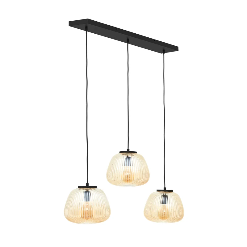 B-Ware Brilliant Pendellampe Hängeleuchte Kaizen bernstein Glas 3-flammig 105 cm Lampe