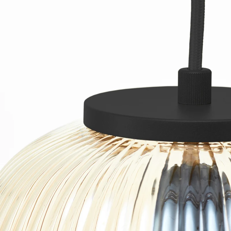 B-Ware Brilliant Pendellampe Hängeleuchte Kaizen bernstein Glas 3-flammig 105 cm Lampe