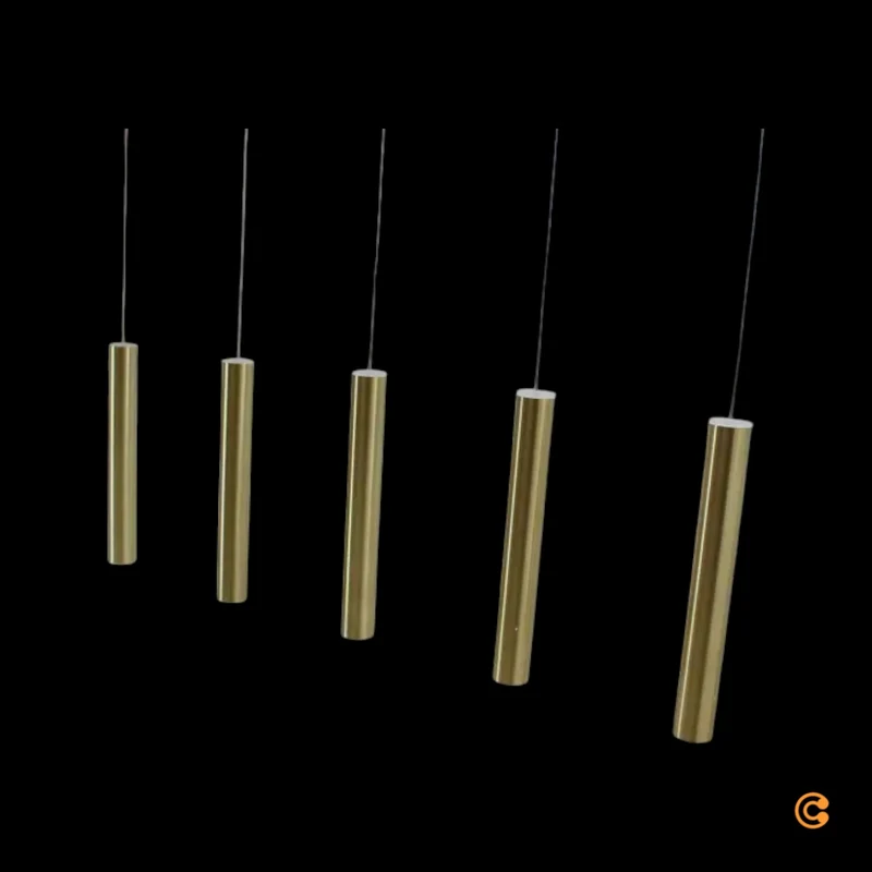 B-Ware Fabas Luce LED-Hängeleuchte Pendelleuchte Prado gold 5-flammig linear dimmbar