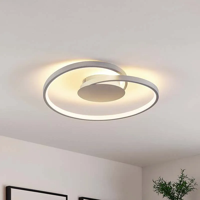 B-Ware Lucande Deckenlampe Deckenleuchte LED silber dimmbar warmweiß Wohnzimmer Beleuch