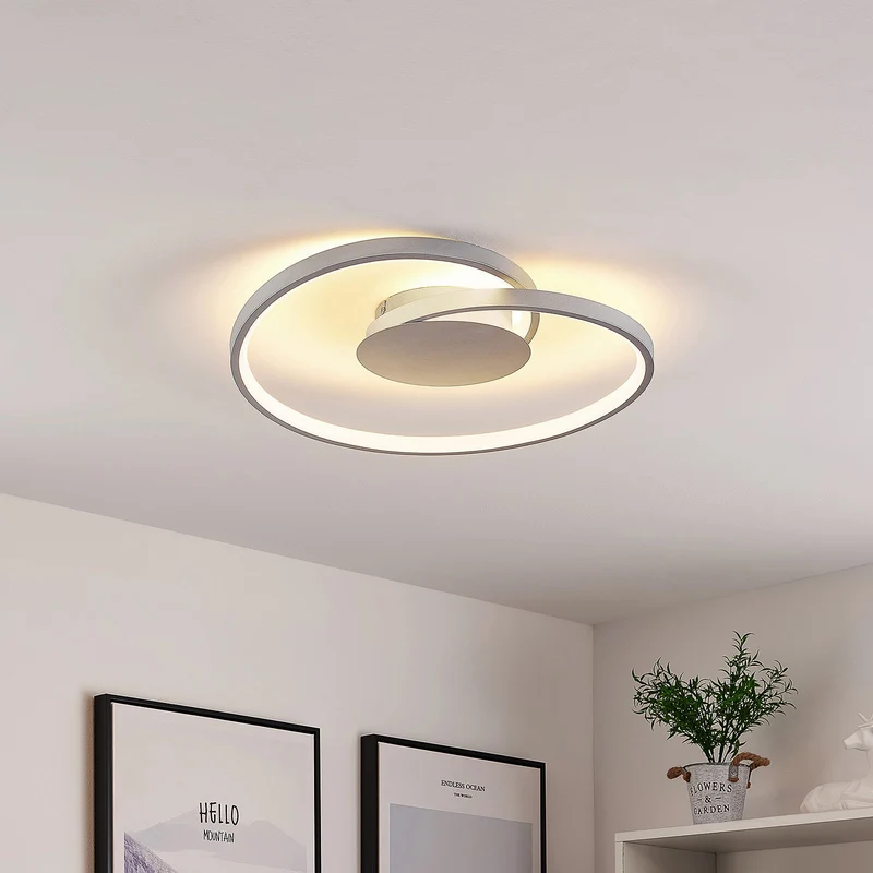 B-Ware Lucande Deckenlampe Deckenleuchte LED silber dimmbar warmweiß Wohnzimmer Beleuch