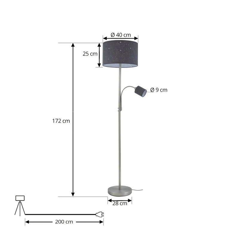 B-Ware Lindby Stehleuchte Lampe Jaileen grau Textil 170 cm Leselicht