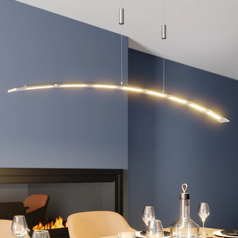 Lindby Pendelleuchte Hängeleuchte LED Manon Glas Metall höhenverstellbar grau