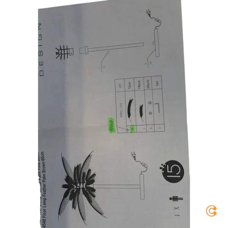 B-Ware KARE Tischleuchte Lampe Federn Palm Tischlampe Deko pink Stahl SIEHE TEXT/FOTO