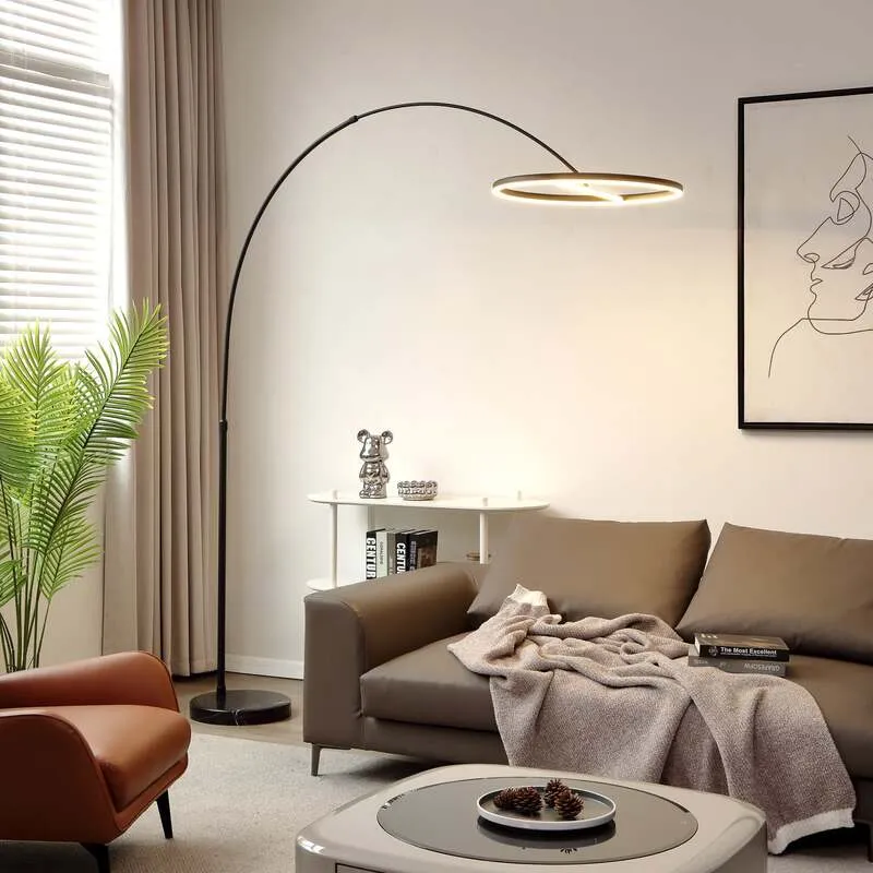 B-Ware Lucande Stehlampe Bogenlampe LED Virvera schwarz Metall Wohnzimmerlampe