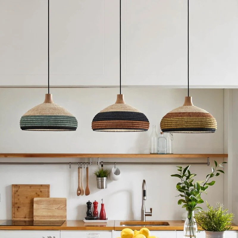 B-Ware Forestier Pendelleuchte Hängelampe Leuchte Grün Rattan Hanf E27 Designer Jette