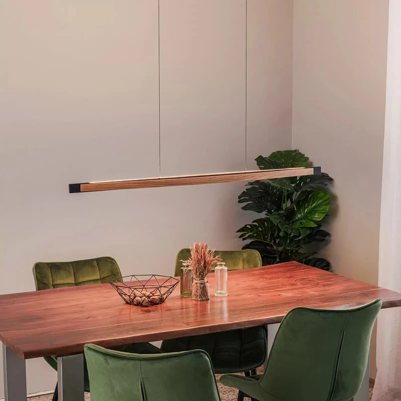 B-Ware Quitani LED-Hängelampe Kiere eiche/schwarz 118cm Hängeleuchte Lampe Leuchte Spot