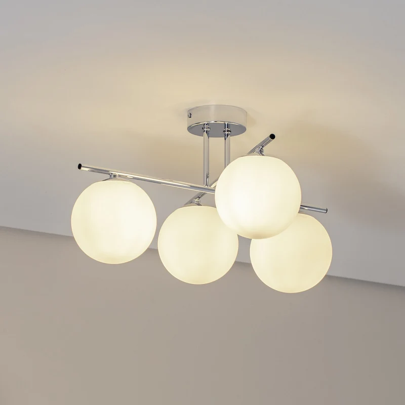 B-Ware Domiluce Aurora Deckenleuchte Lampe chrom Glas E14 4-flammig Ø 50 cm weiß Metall