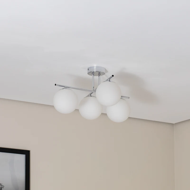 B-Ware Domiluce Aurora Deckenleuchte Lampe chrom Glas E14 4-flammig Ø 50 cm weiß Metall