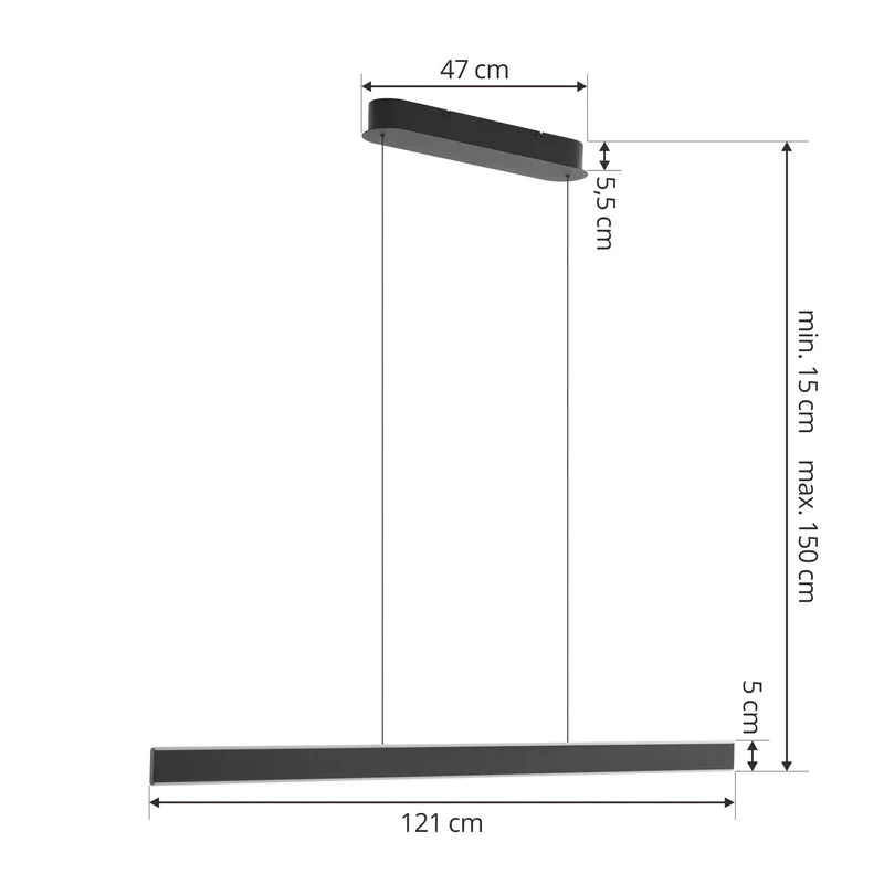 B-Ware LED Pendelleuchte Hängelampe Lucande Philine schwarz Eisen dimmbar Wohnzimmer La