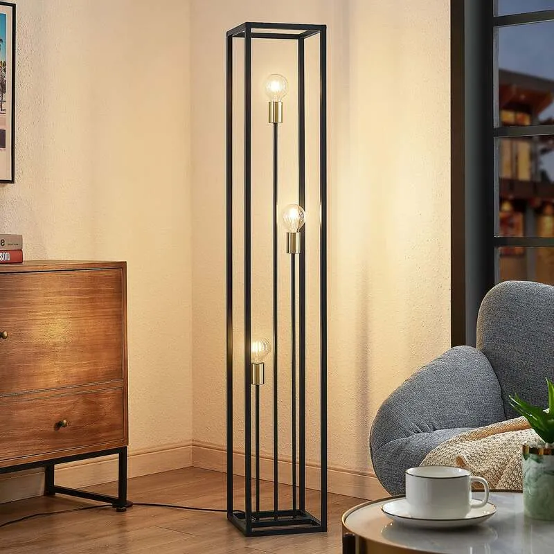 B-Ware Lindby Stehlampe Stehleuchte Tiliane LED Lampe 3-flammig schwarz 153cm hoch