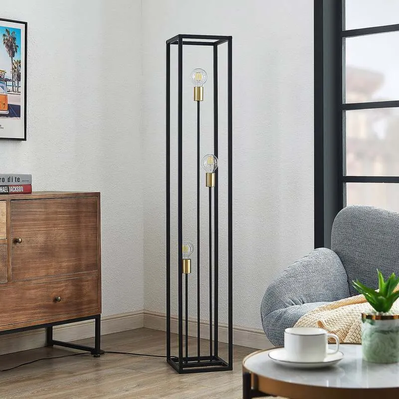 B-Ware Lindby Stehlampe Stehleuchte Tiliane LED Lampe 3-flammig schwarz 153cm hoch