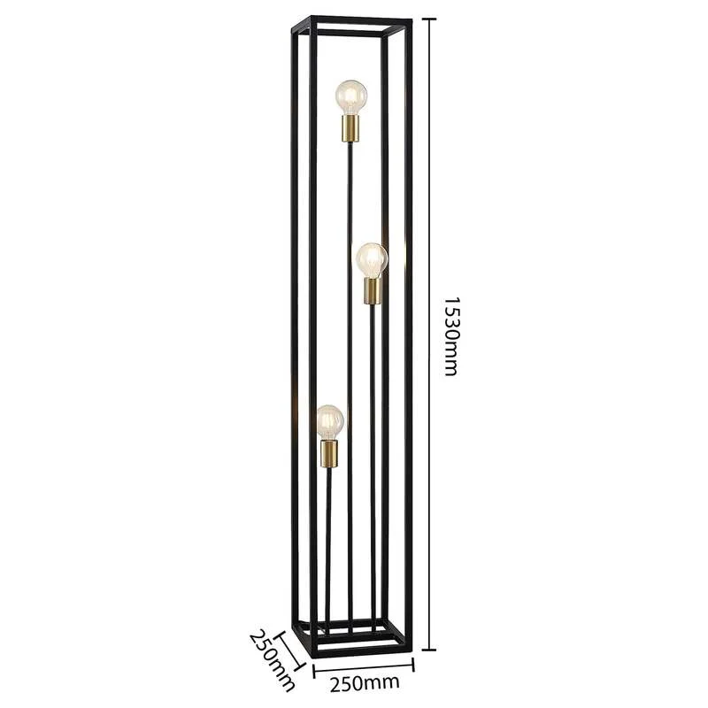 B-Ware Lindby Stehlampe Stehleuchte Tiliane LED Lampe 3-flammig schwarz 153cm hoch