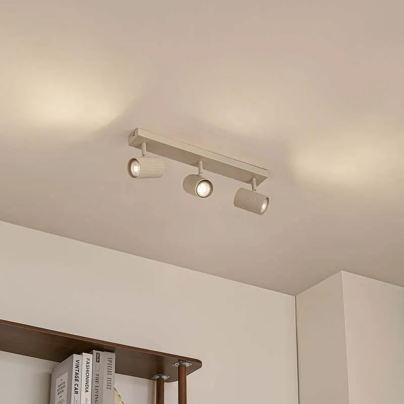 B-Ware Lindby Deckenspots Kardis LED Strahler 3-flg dimmbar beige 45x6cm Metall GU10