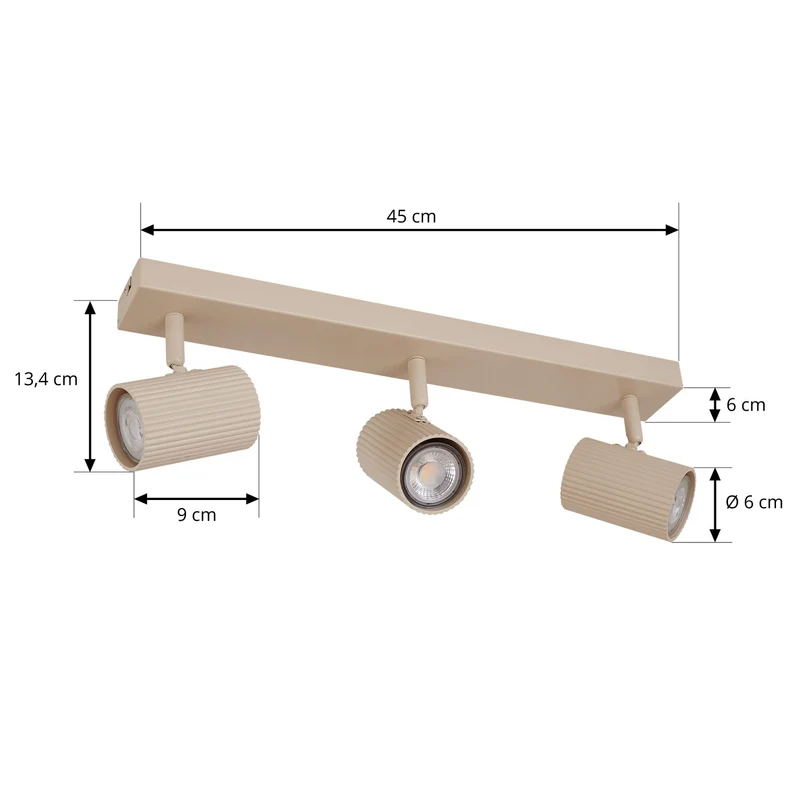 B-Ware Lindby Deckenspots Kardis LED Strahler 3-flg dimmbar beige 45x6cm Metall GU10