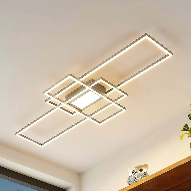 B-Ware Lindby Deckenleuchte Caitlin LED Lampe dimmbar nickel CCT Fernbedienung 105x42cm