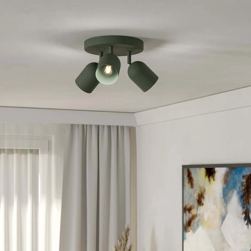 B-Ware Eglo Deckenstrahler Strahler Tilston LED dimmbar dunkelgrün Ø25cm 3-flg. Stahl