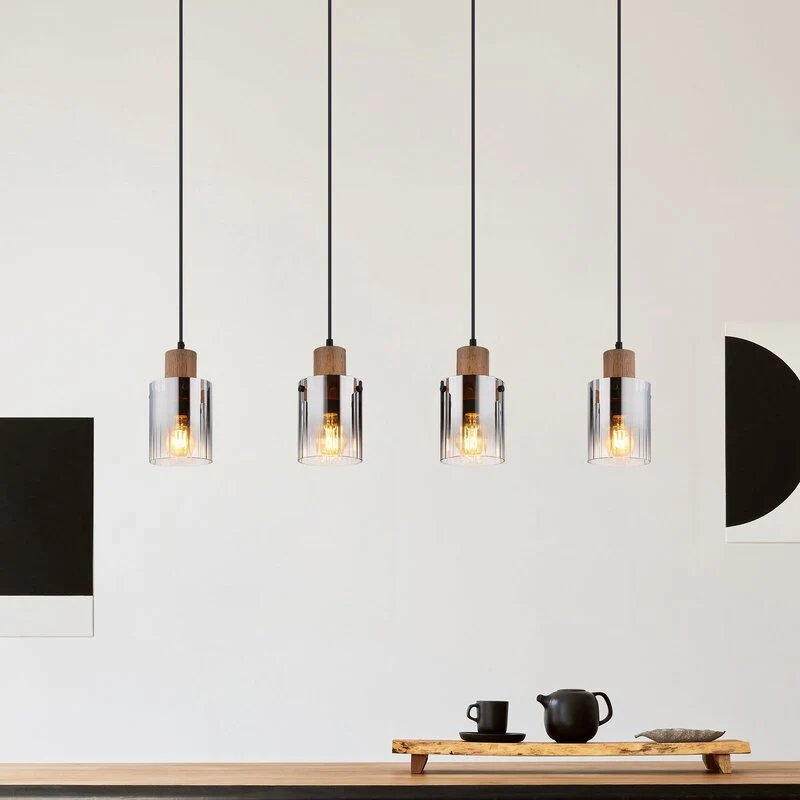 B-Ware Globo Hängeleuchte Pendelleuchte Lampe rauchgrau MDF Länge 105 cm braun