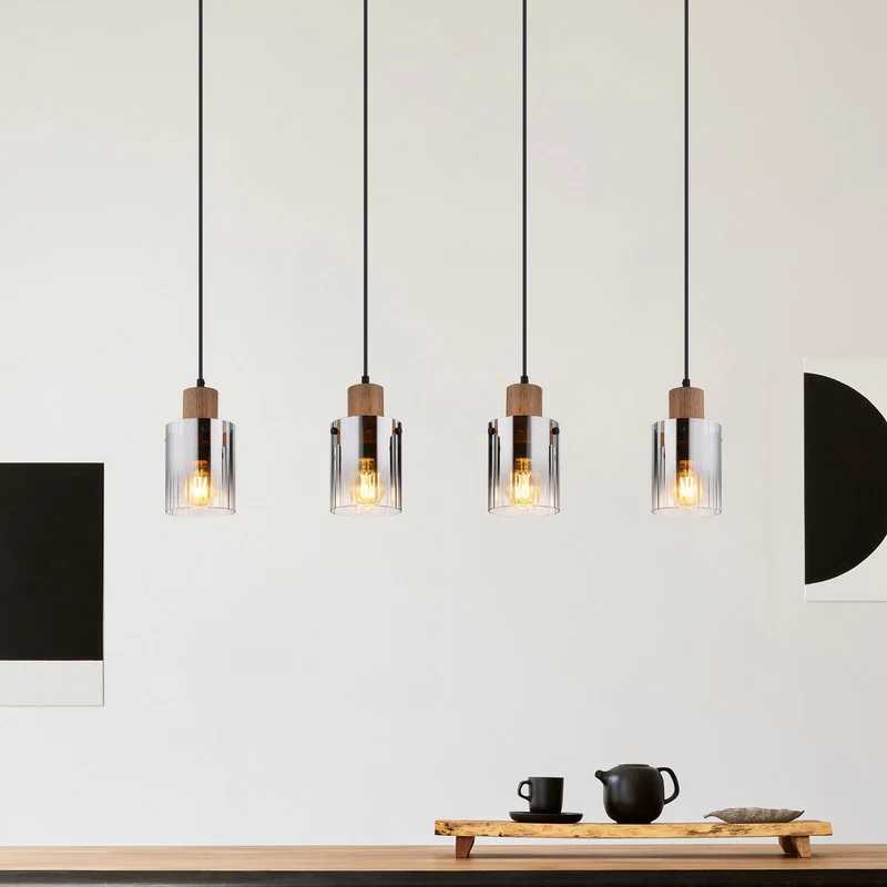 B-Ware Globo Hängeleuchte Pendelleuchte Lampe rauchgrau MDF Länge 105 cm braun