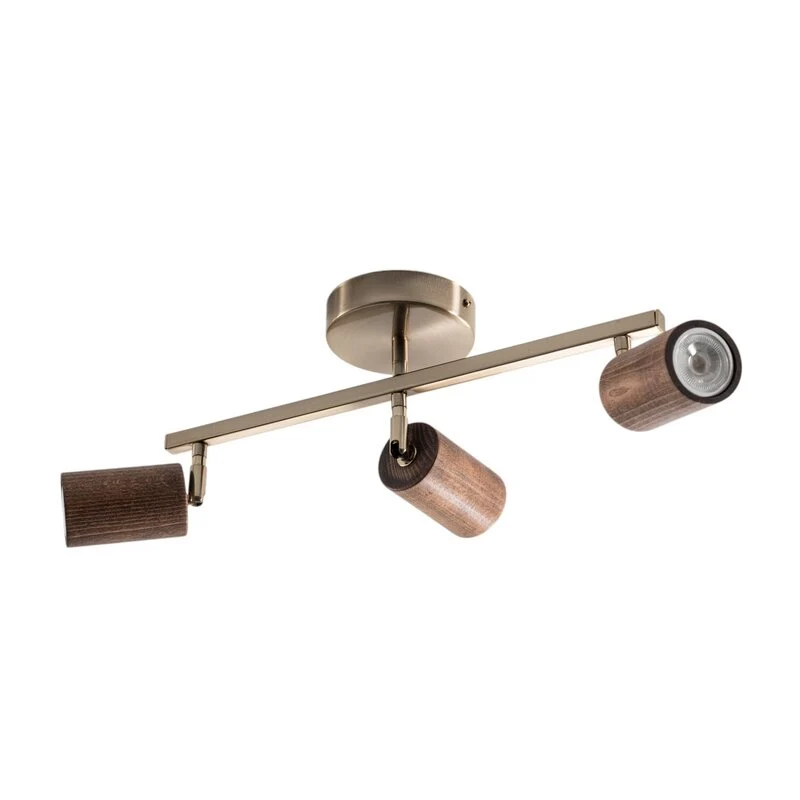 B-Ware Lucea Legno Deckenspot Leuchte Spot Deckenleuchte 3-flammig braun messing Holz