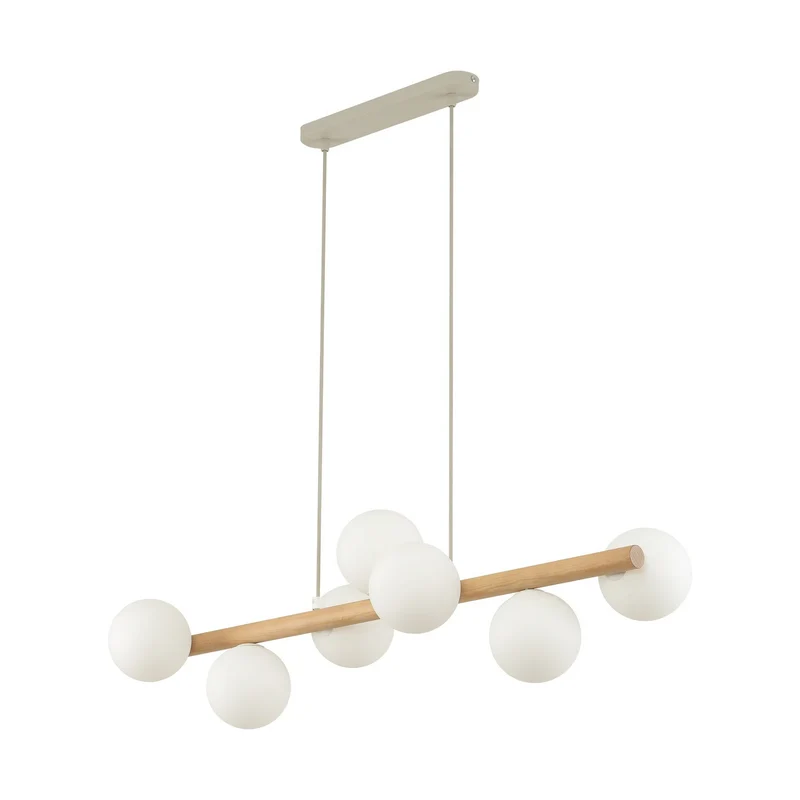 B-Ware TK Lighting Hängeleuchte Pendelleuchte Estera Opalglas Holz siebenflammig weiß