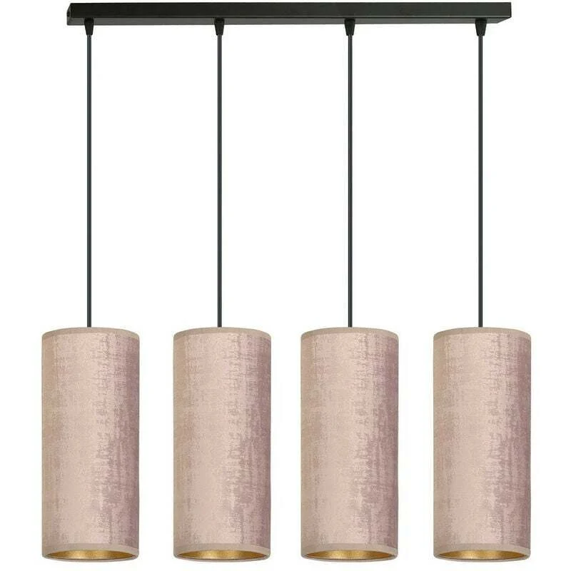 B-Ware EMIBIG LIGHTING Pendellampe Joni Hängeleuchte Leuchte Textil 4fl lang rosé-gold