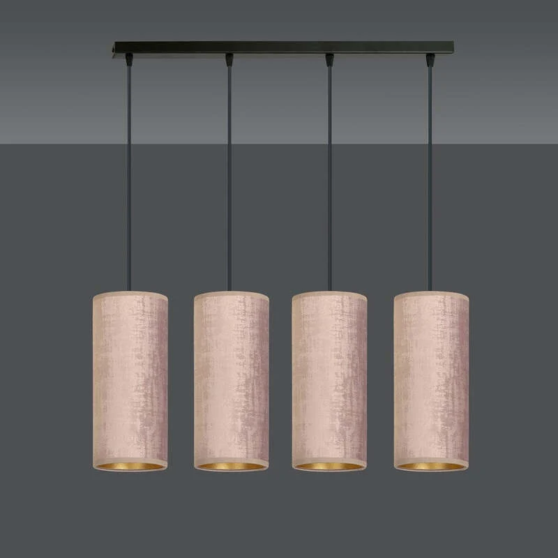B-Ware EMIBIG LIGHTING Pendellampe Joni Hängeleuchte Leuchte Textil 4fl lang rosé-gold