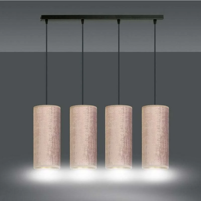 B-Ware EMIBIG LIGHTING Pendellampe Joni Hängeleuchte Leuchte Textil 4fl lang rosé-gold