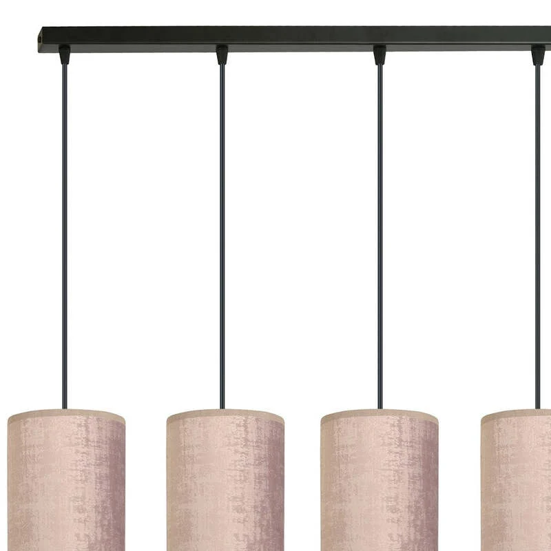 B-Ware EMIBIG LIGHTING Pendellampe Joni Hängeleuchte Leuchte Textil 4fl lang rosé-gold