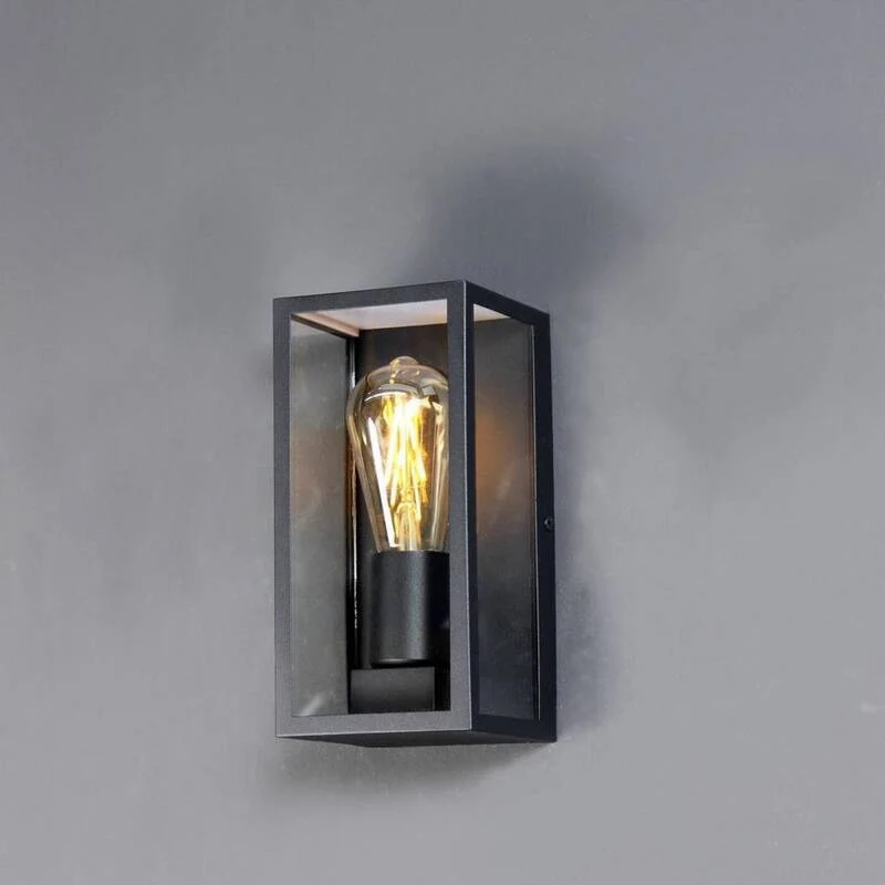 B-Ware Eco-Light Außenwandleuchte Karo Aluminium Glas schwarz Wandlampe Lampe Leuchte