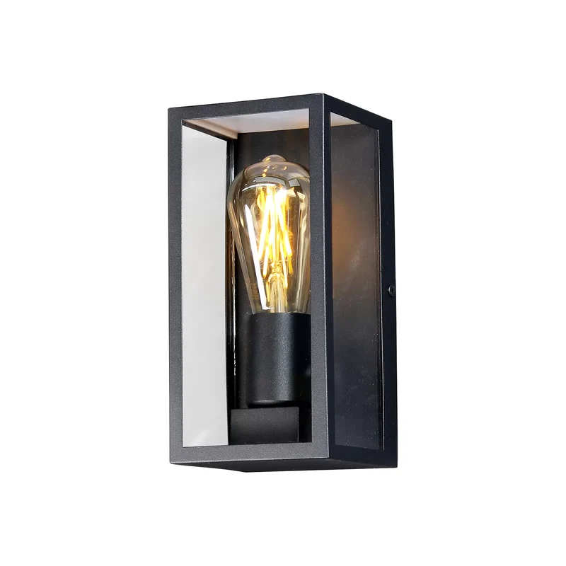 B-Ware Eco-Light Außenwandleuchte Karo Aluminium Glas schwarz Wandlampe Lampe Leuchte