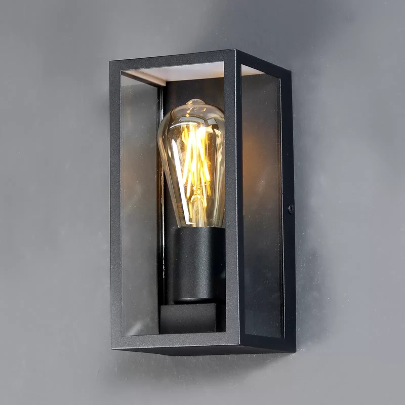 B-Ware Eco-Light Außenwandleuchte Karo Aluminium Glas schwarz Wandlampe Lampe Leuchte