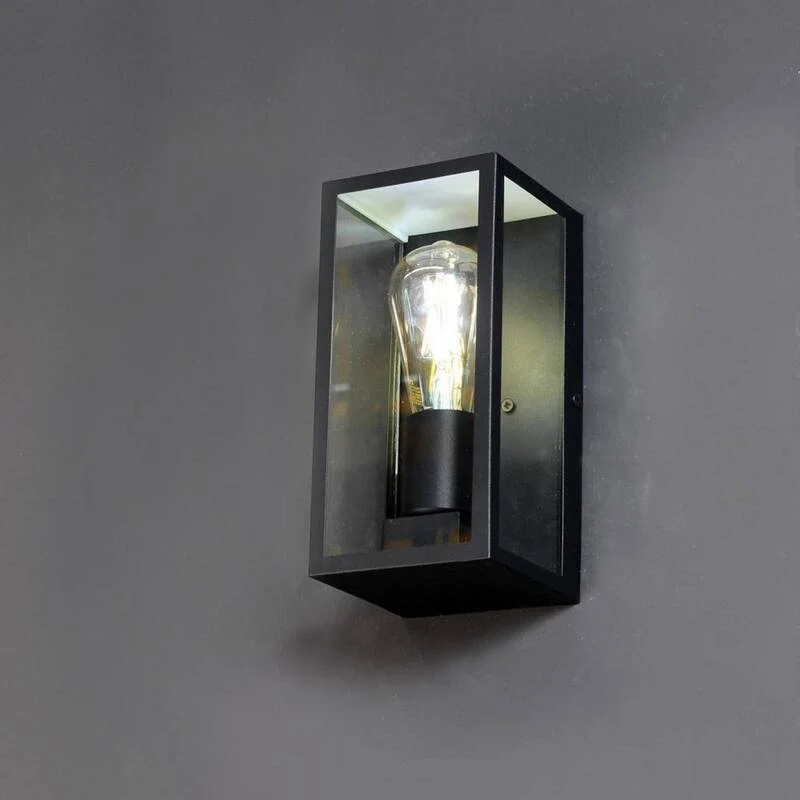 B-Ware Eco-Light Außenwandleuchte Karo Aluminium Glas schwarz Wandlampe Lampe Leuchte