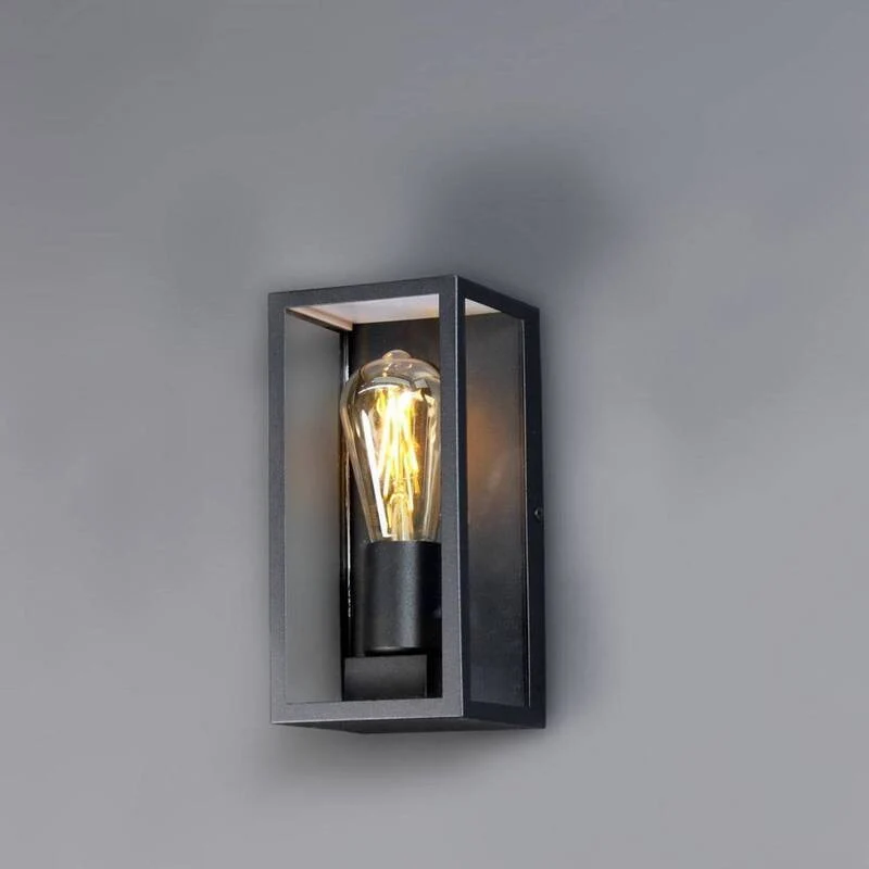 B-Ware Eco-Light Außenwandleuchte Karo Aluminium Glas schwarz Wandlampe Lampe Leuchte