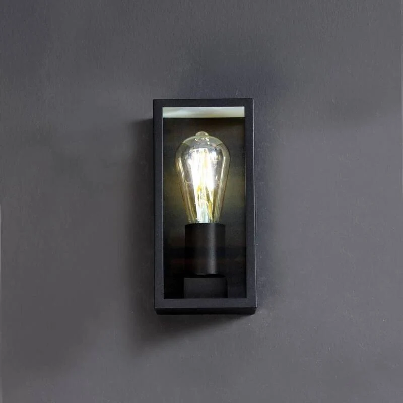 B-Ware Eco-Light Außenwandleuchte Karo Aluminium Glas schwarz Wandlampe Lampe Leuchte