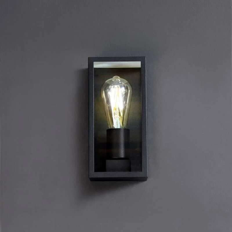 B-Ware Eco-Light Außenwandleuchte Karo Aluminium Glas schwarz Wandlampe Lampe Leuchte
